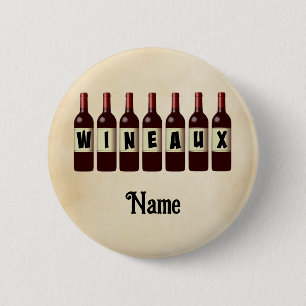 Wineaux Red Wine Bottles Lined Up Customised 6 Cm Round Badge