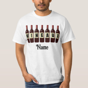 Wineaux Red Wine Bottles Lined Up Customised T-Shirt
