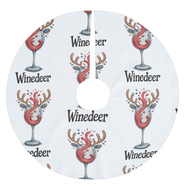 Winedeer Reindeer Christmas Xmas Matching Family Brushed Polyester Tree Skirt (Front)