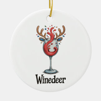 Winedeer Reindeer Christmas Xmas Matching Family Ceramic Ornament