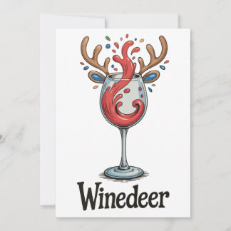 Winedeer Reindeer Christmas Xmas Matching Family Holiday Card