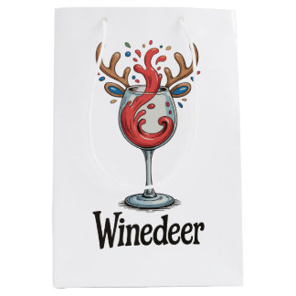 Winedeer Reindeer Christmas Xmas Matching Family Medium Gift Bag
