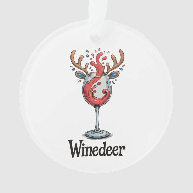 Winedeer Reindeer Christmas Xmas Matching Family Ornament (Front)
