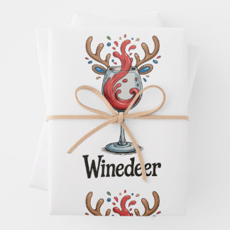 Winedeer Reindeer Christmas Xmas Matching Family Wrapping Paper Sheet