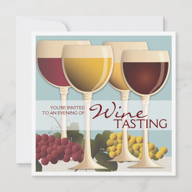 Wineglass & Grapes Wine Tasting Party Invitation (Front)