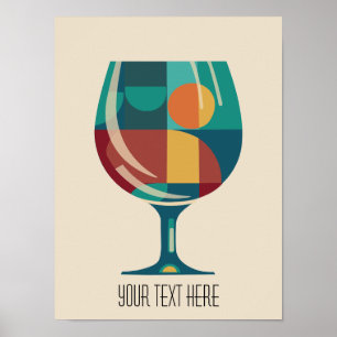 Wineglass Mid Century Modern Poster - Customisable