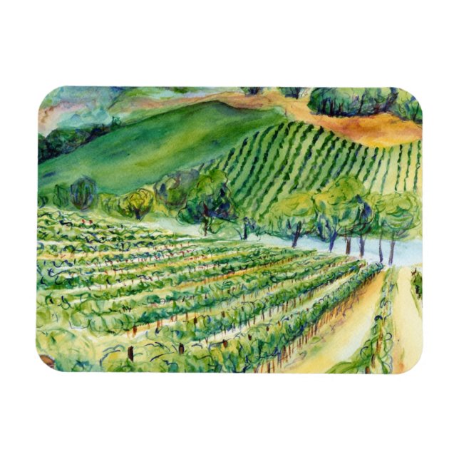 Winery Artwork Vineyard Painting Magnet (Horizontal)