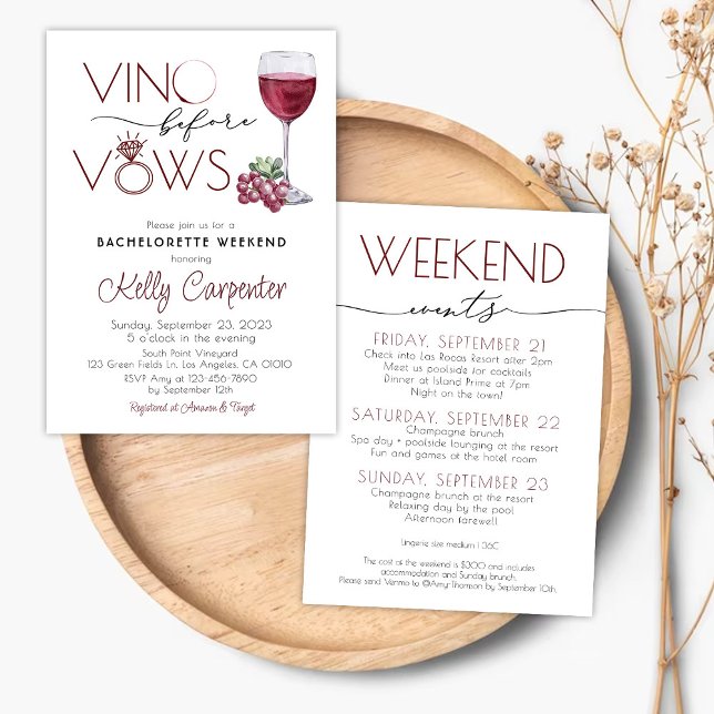 Winery Bachelorette Invitation Vino before Vows (Creator Uploaded)