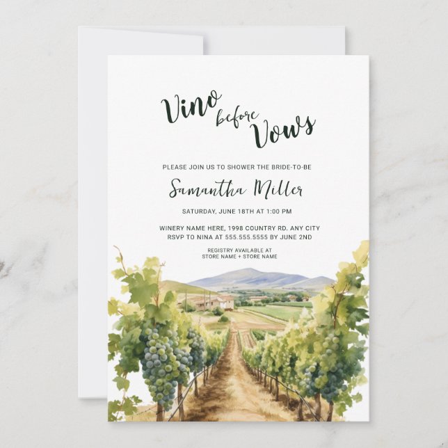 Winery Bridal Shower Invitation (Front)