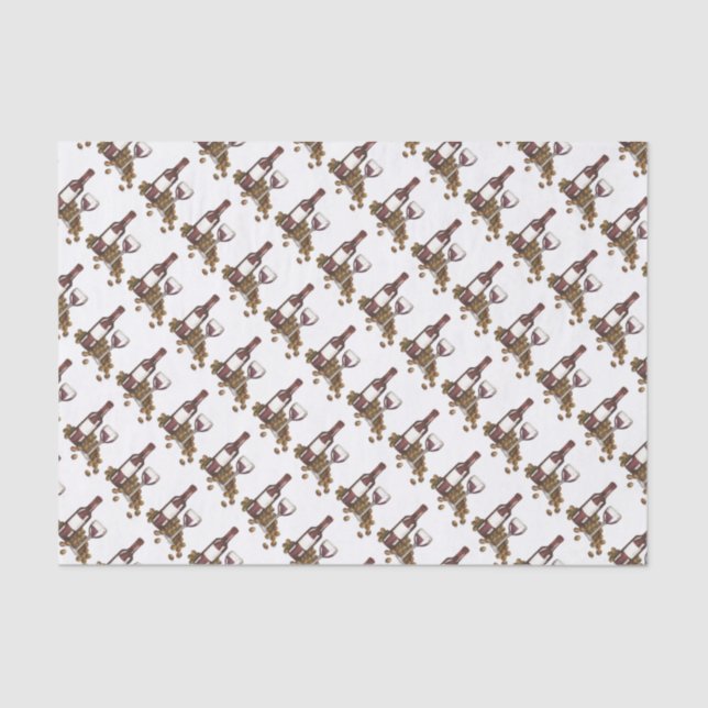 Winery Glass Bottle Red Wine Bar Print Pattern Tissue Paper (Front)