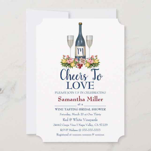 Winery Or Wine Bridal Shower Invitation (Front)