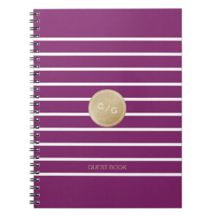 Winery purple stripes modern wedding monogram notebook