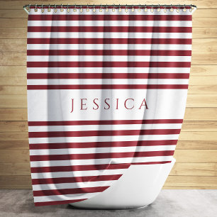 Winery Red Farmhouse Striped Pattern Shower Curtain