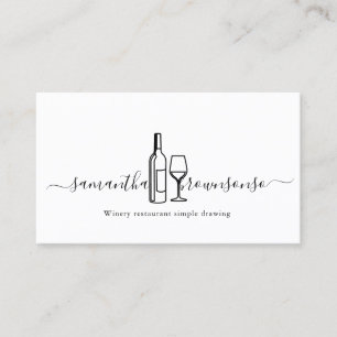 Winery restaurant simple line art drawing business card