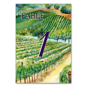 Winery Vineyard Custom Wine Table Card Numbers