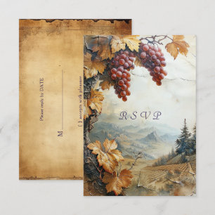 Winery Vineyard Grape Vines Watercolor RSVP Card