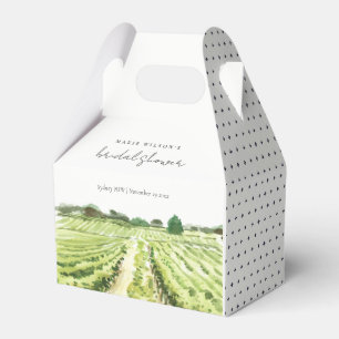 Winery Vineyard Watercolor Green Bridal Shower Favour Box