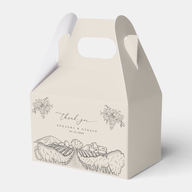 Winery Vineyard Wedding California Napa Thank You Favour Box (Front Side)