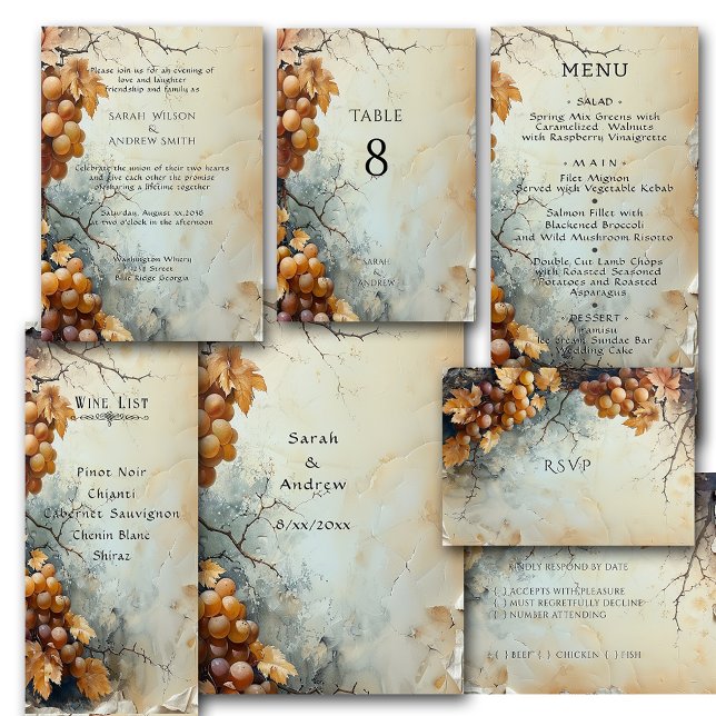 Winery Vineyard Wedding Elegant Watercolor   Napkin (Creator Uploaded)