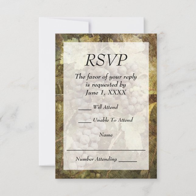 Winery Vineyard Wedding Invitation RSVP (Front)
