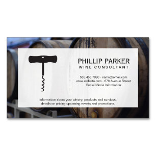 Winery   Wine Barrel Magnetic Business Card