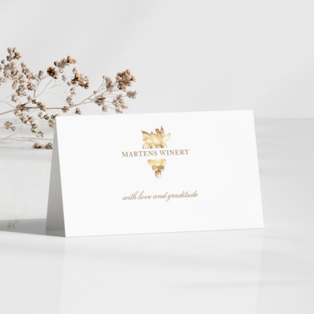Winery Wine Business Gold Grapes Thank You Card (Creator Uploaded)