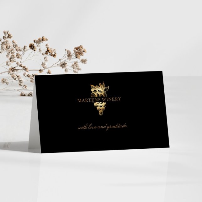 Winery Wine Business Gold Grapes Thank You Card (Creator Uploaded)