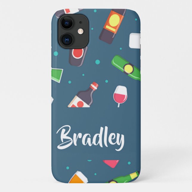 Wines and bubbles on blue Case-Mate iPhone case (Back)