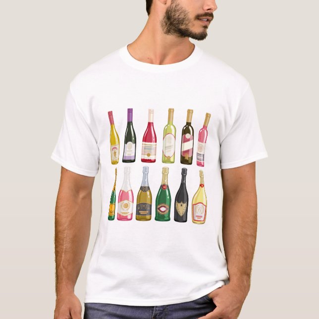 Wines and champagne Bottles T-Shirt (Front)