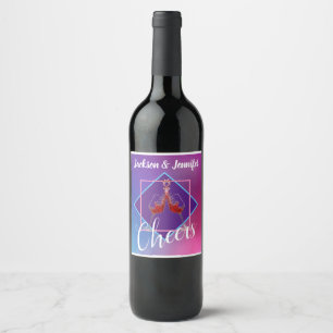 Wines Glasses with Red Wine Toast Label