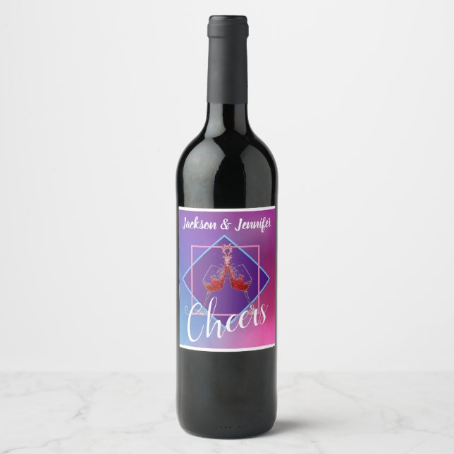 Wines Glasses with Red Wine Toast Wine Label (Front)