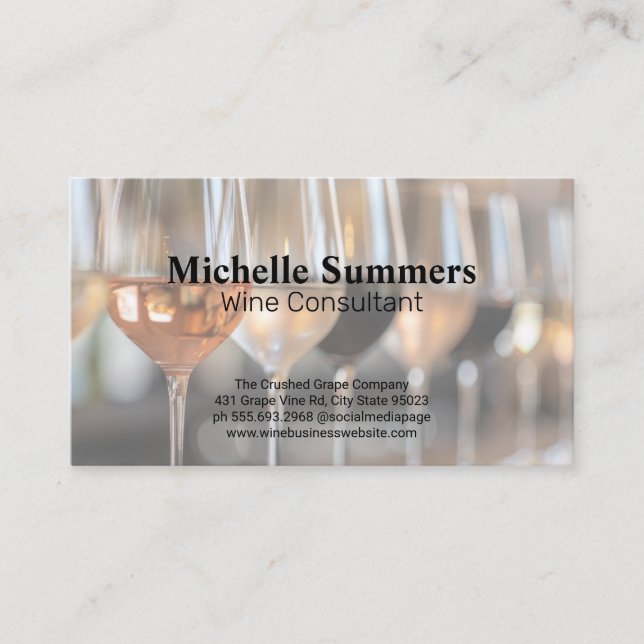 Wines Selections to Taste at the Bar Business Card (Front)