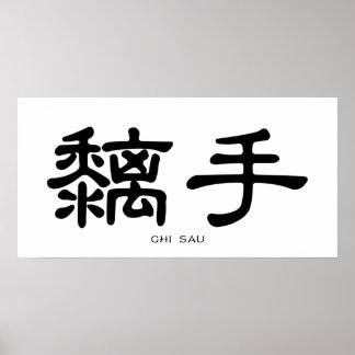 Wing Chun Chi Sau Chinese Calligraphy Poster