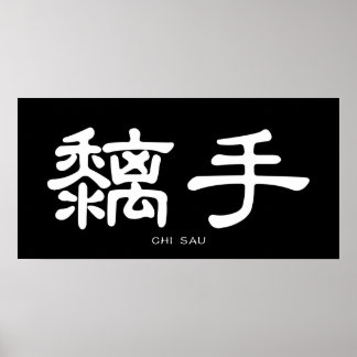 Wing Chun Chi Sau White Chinese Calligraphy Poster