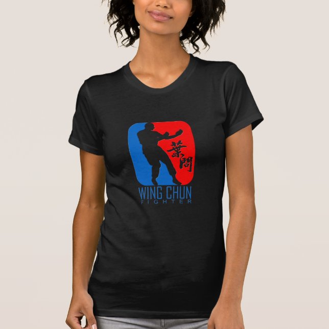 Wing Chun Fighter (redblue) Ip Man Linage T-Shirt (Front)