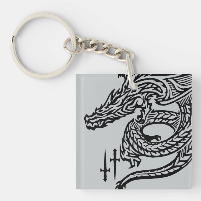 Wing Dragon Square (double-sided) Keychain (Front)