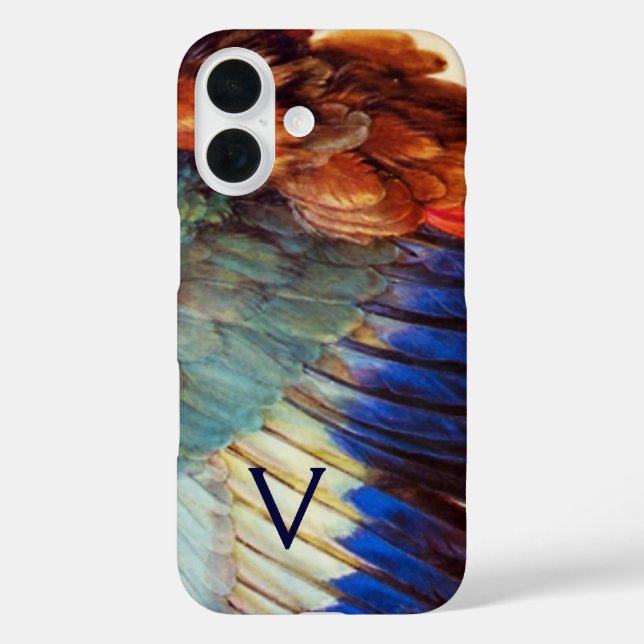 WING FEATHERS OF AN EUROPEAN ROLLER MONOGRAM Case-Mate iPhone CASE (Back)