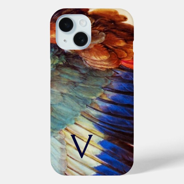 WING FEATHERS OF AN EUROPEAN ROLLER MONOGRAM Case-Mate iPhone CASE (Back)