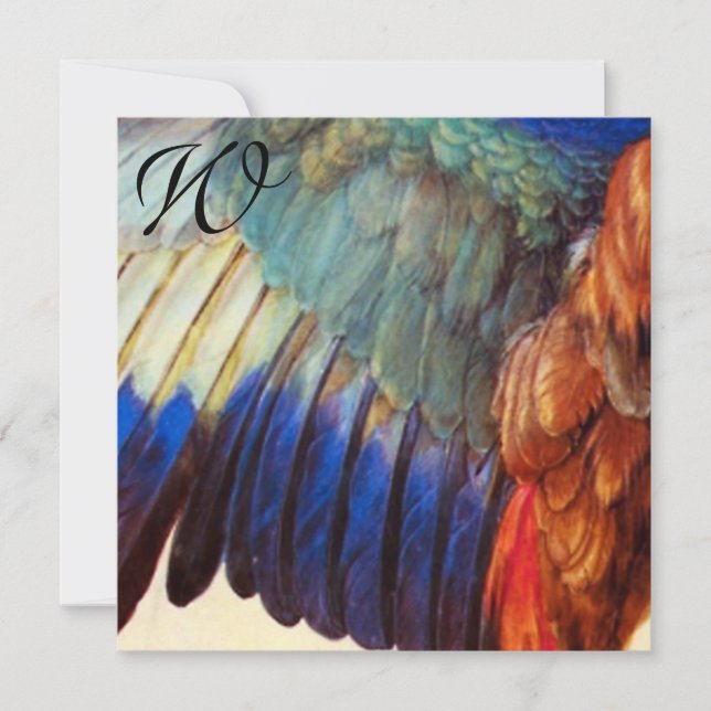 WING FEATHERS OF AN EUROPEAN ROLLER Monogram Invitation (Front)