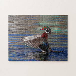 Wing Flapping Wood Duck Jigsaw Puzzle
