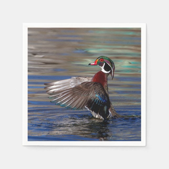Wing Flapping Wood Duck Napkin (Front)