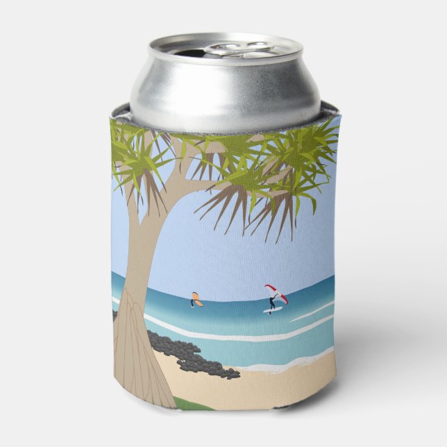 Wing Foil Surfers Pandanus Tree at the Beach Can Cooler (Can Front)