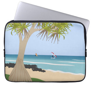 Wing Foil Surfers Pandanus Tree at the Beach Laptop Sleeve