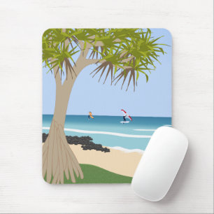 Wing Foil Surfers Pandanus Tree at the Beach Mouse Pad