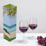 Wing Foil Surfers Pandanus Tree at the Beach Wine Box<br><div class="desc">This design brings calm beach vibes with a view of wing foil surfers,  under the pandanus tree.</div>
