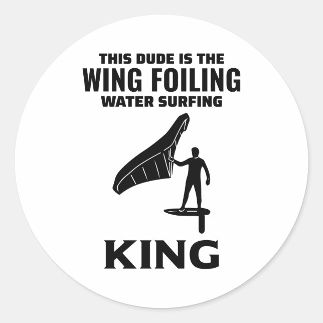 Wing Foiling Hydrofoil Surfing Surf Water Sport Classic Round Sticker (Front)