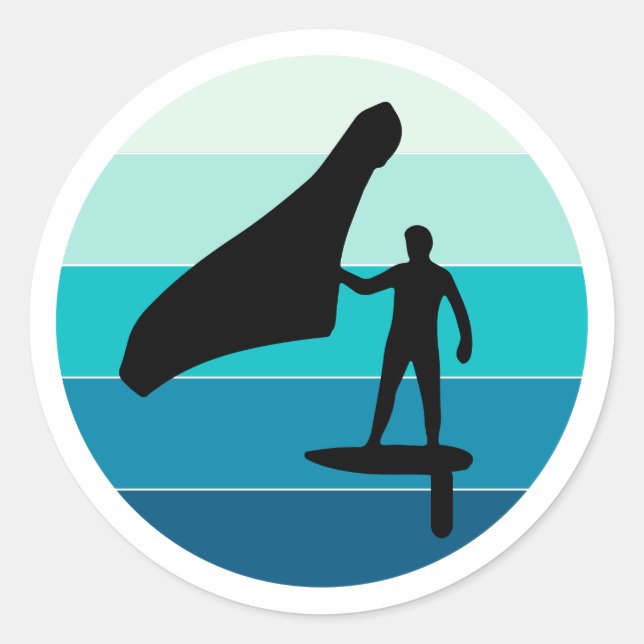 Wing Foiling Hydrofoil Surfing Surf Water Sport Classic Round Sticker (Front)