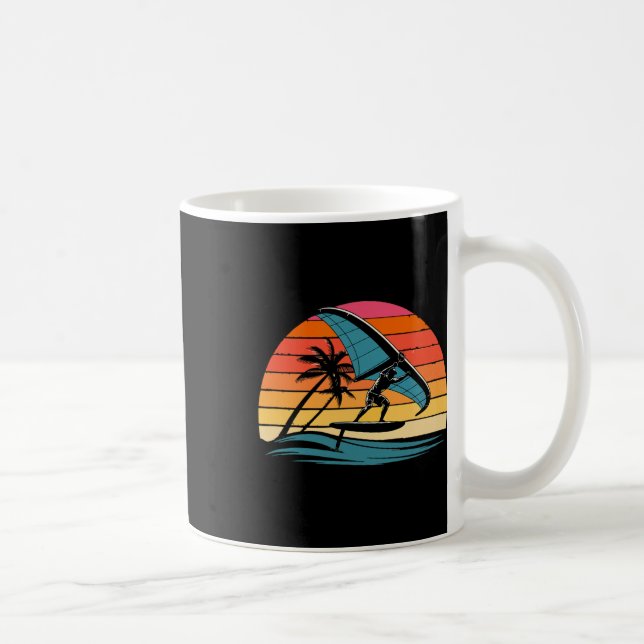 Wing Foiling Retro Sunset Design Surf Foil Ocean R Coffee Mug (Right)