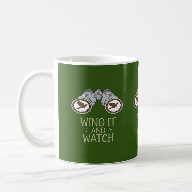 Wing It and Watch Birdwatching Nature Adventure Coffee Mug (Left)