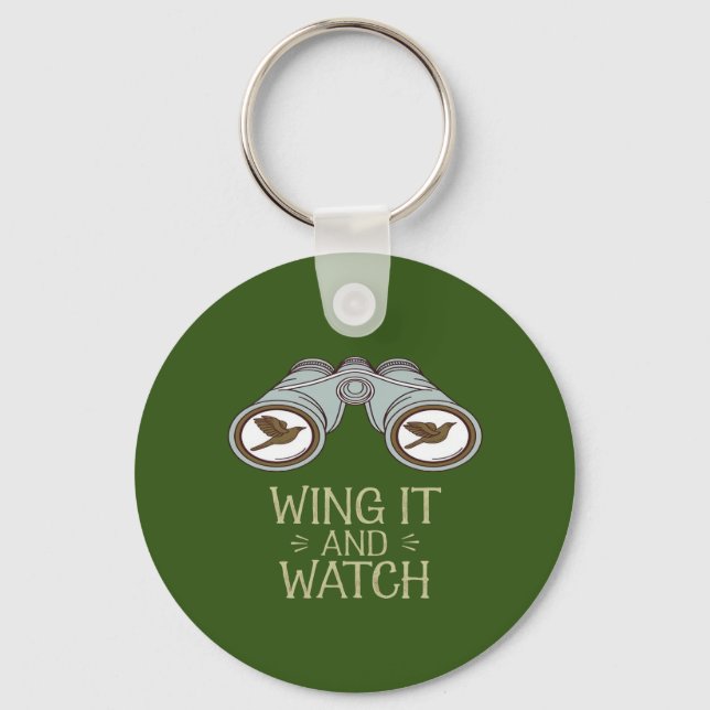 Wing It and Watch Birdwatching Nature Adventure Key Ring (Front)